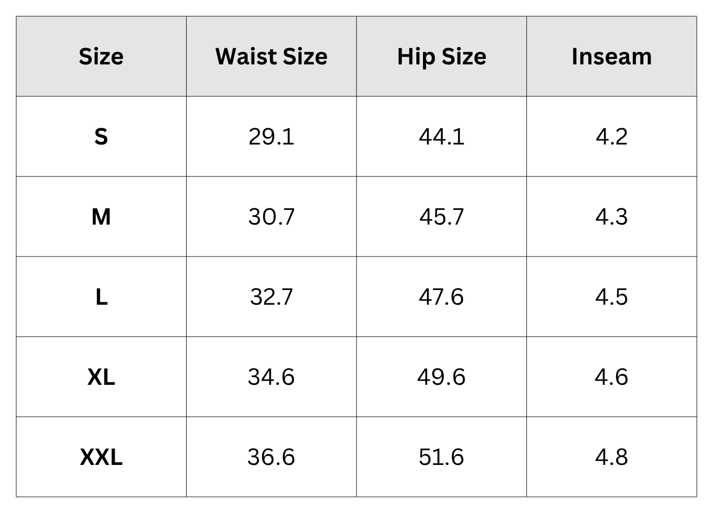 Size Chart