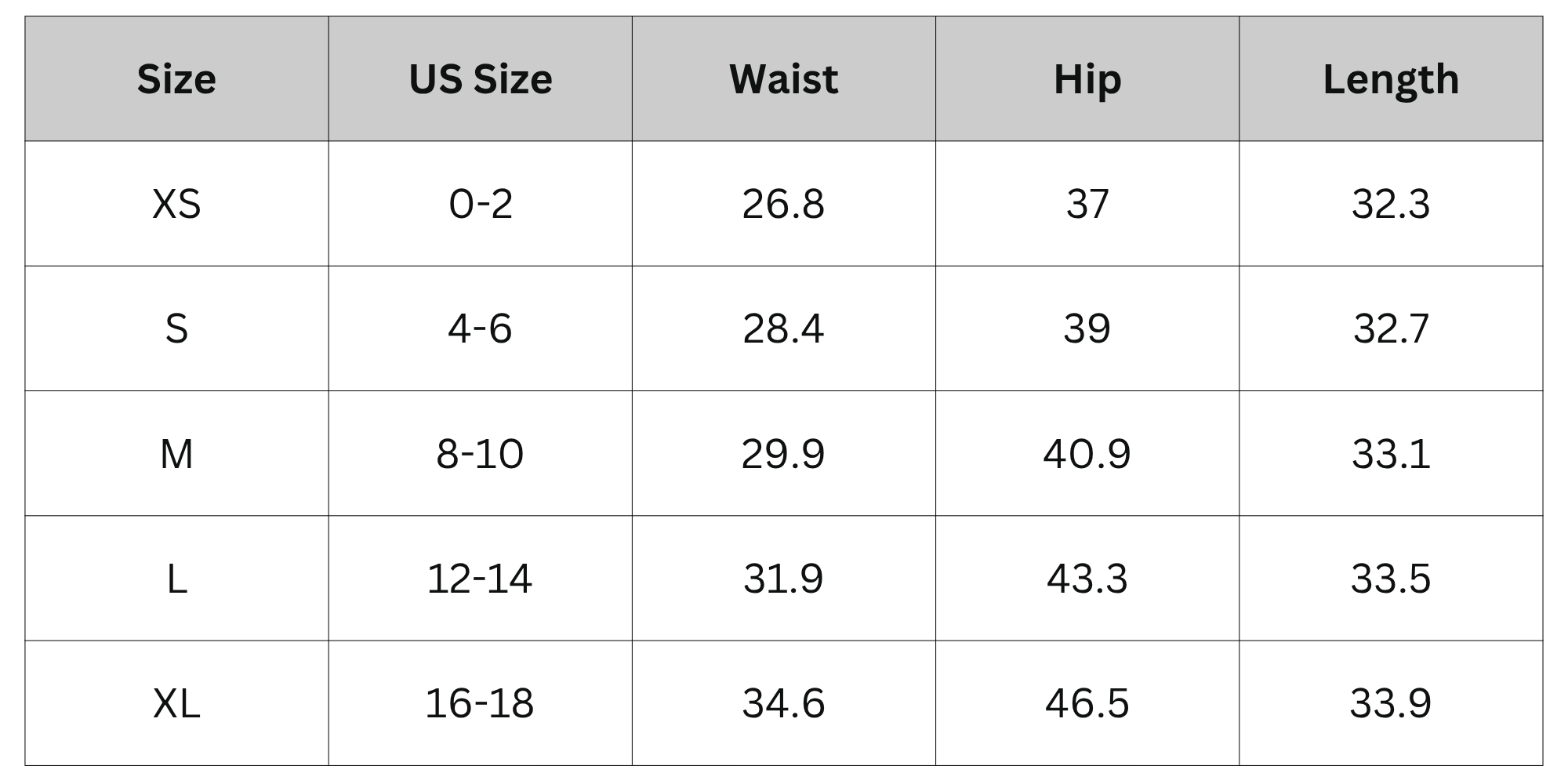Size Chart