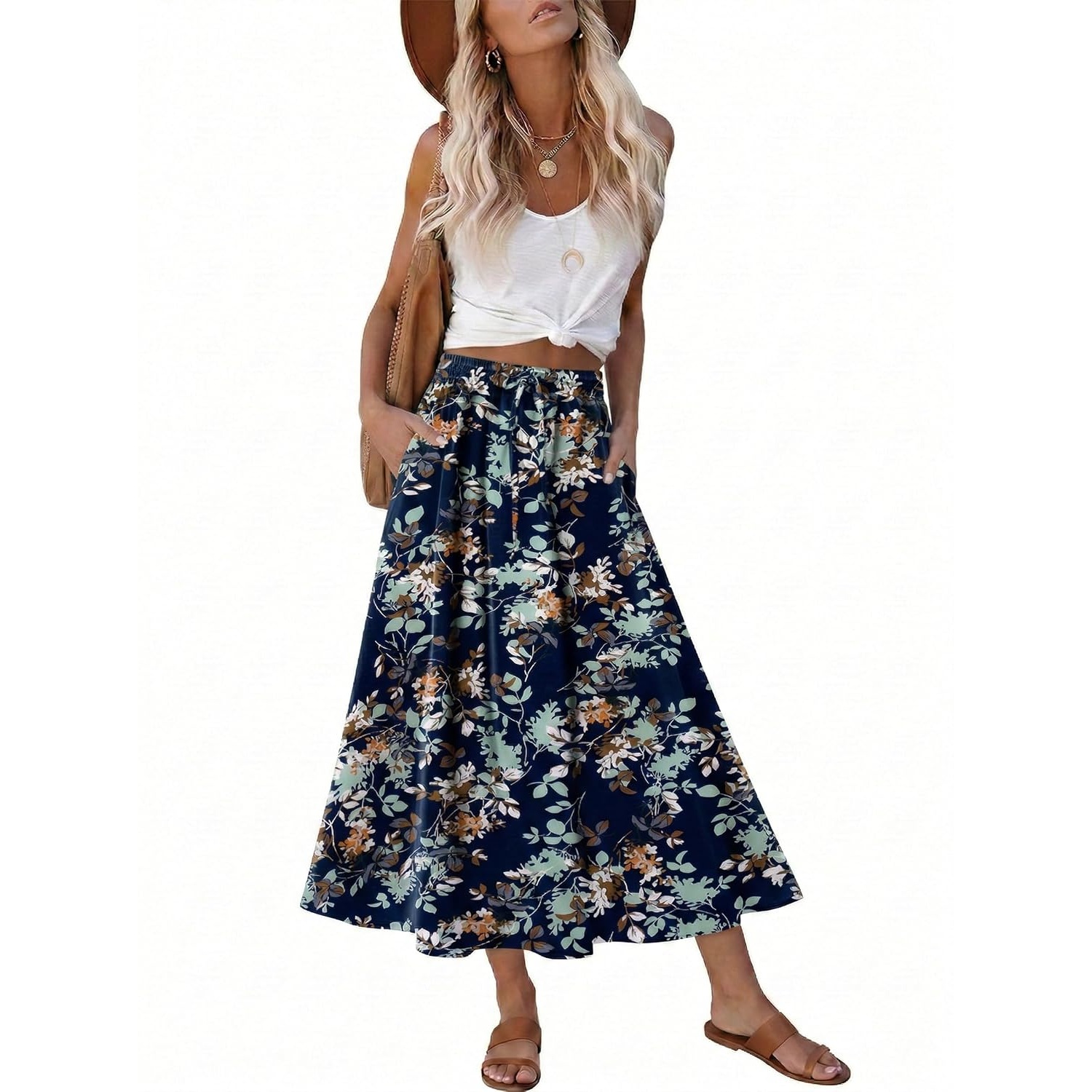 Elastic High Waist A Line Swing Skirt For Women