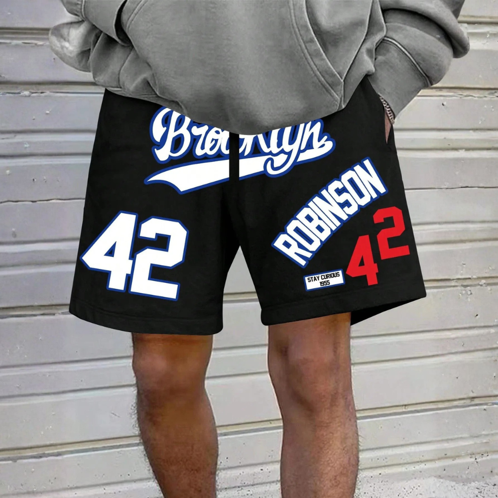 Men's Brooklyn Letter Print Loose Basketball Shorts