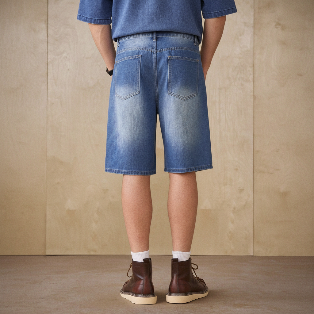 Loose Fit Vintage Washed Casual Denim Shorts For Men