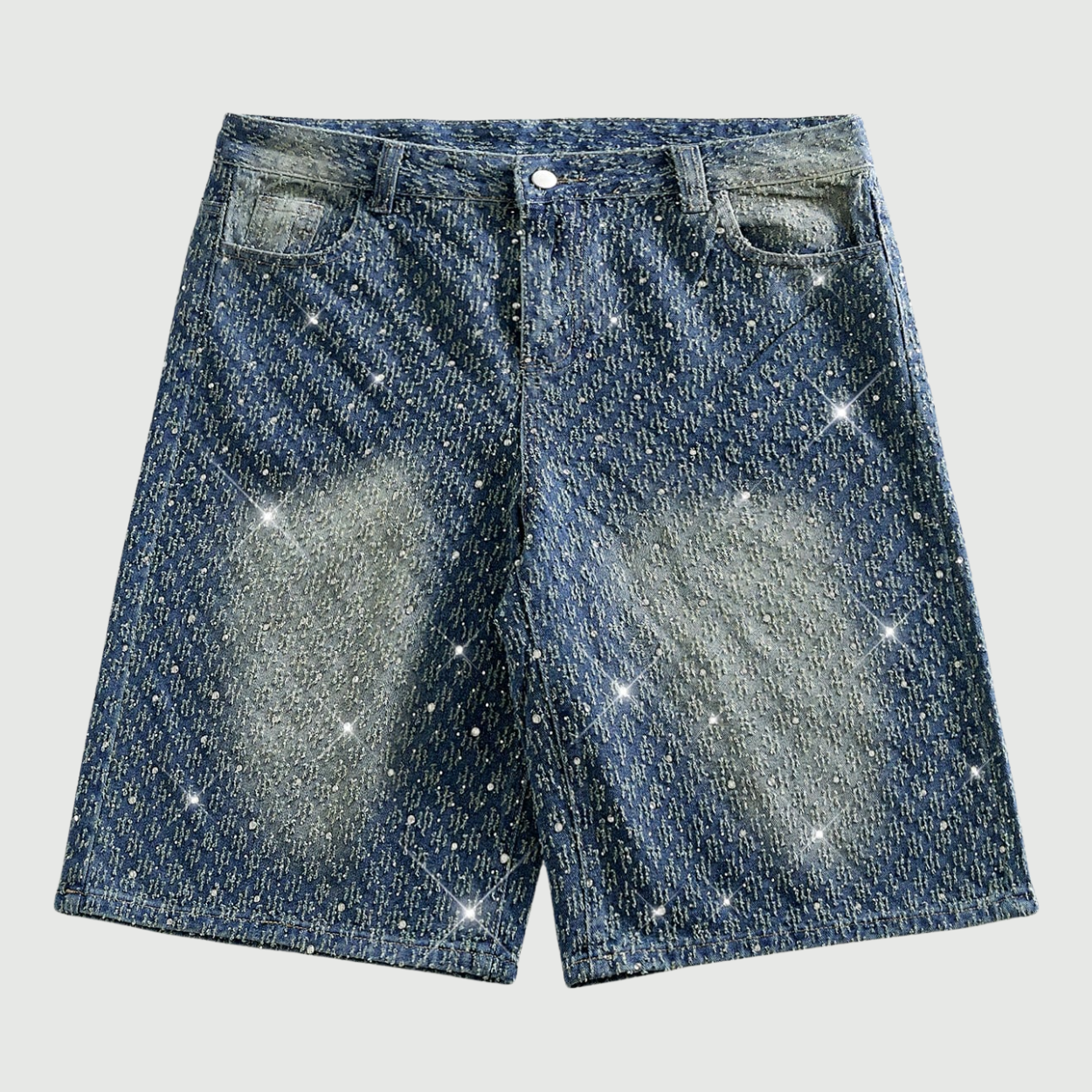 Sparkling Diamond Star Patch Casual Denim Shorts