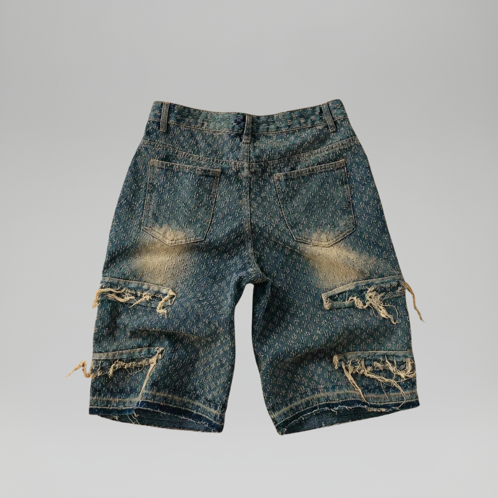 Men’s Faded Light Wash Loose Fit Denim Shorts