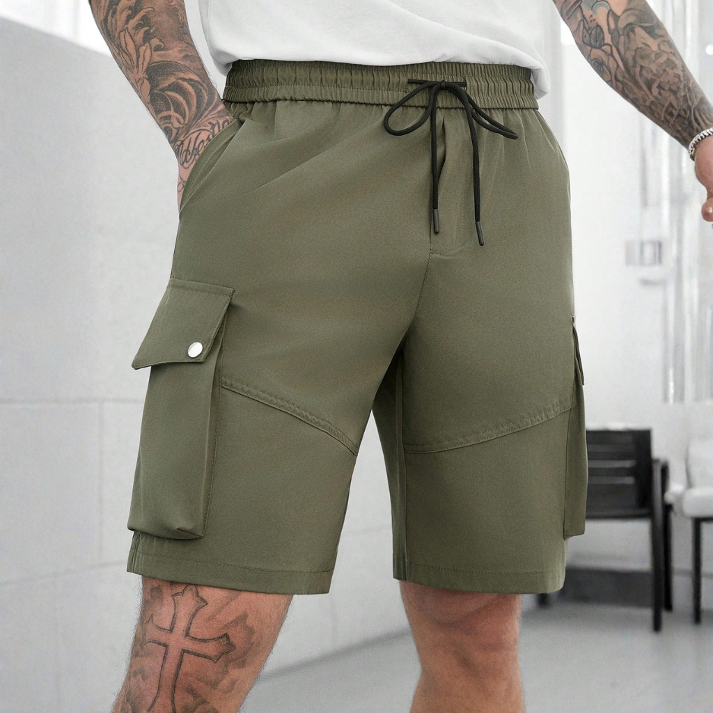 Solid Color Casual Loose Drawstring Shorts