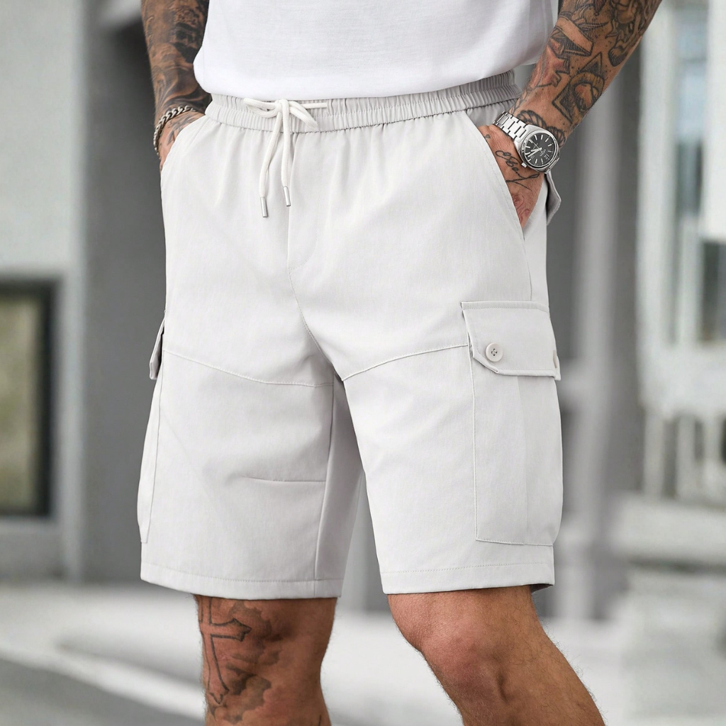 Solid Color Casual Loose Drawstring Shorts