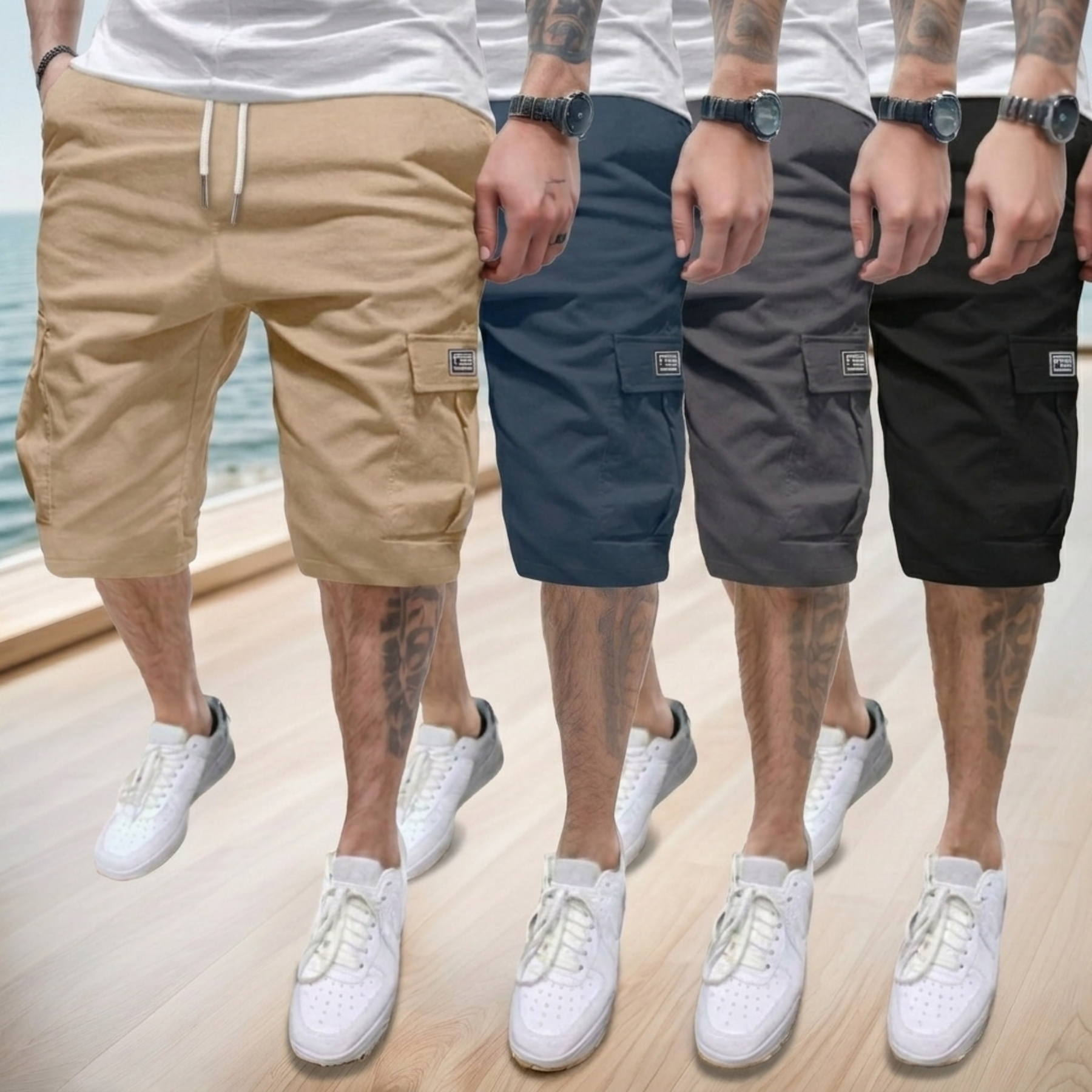 Pack Of 4 Summer Loose Cargo Shorts