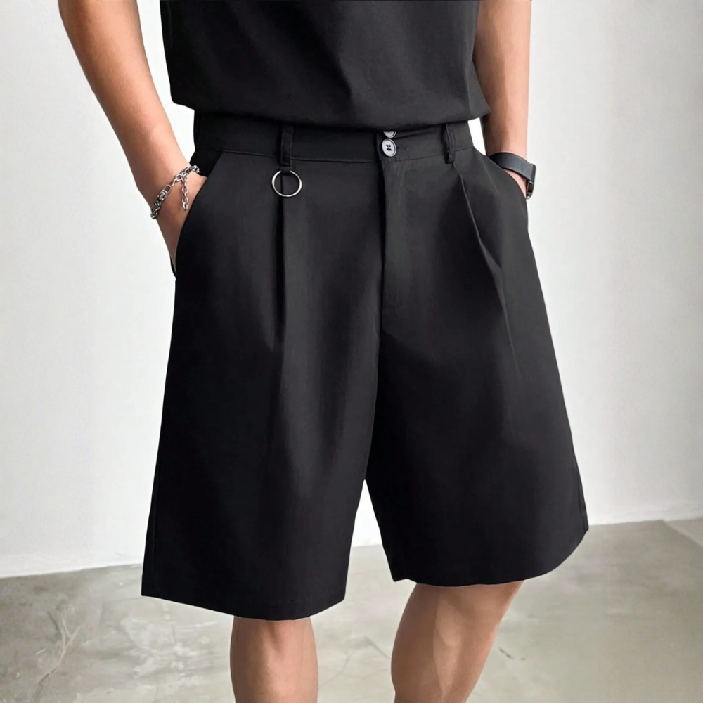 Men’s Striped Pleated Loose Fit Casual Shorts