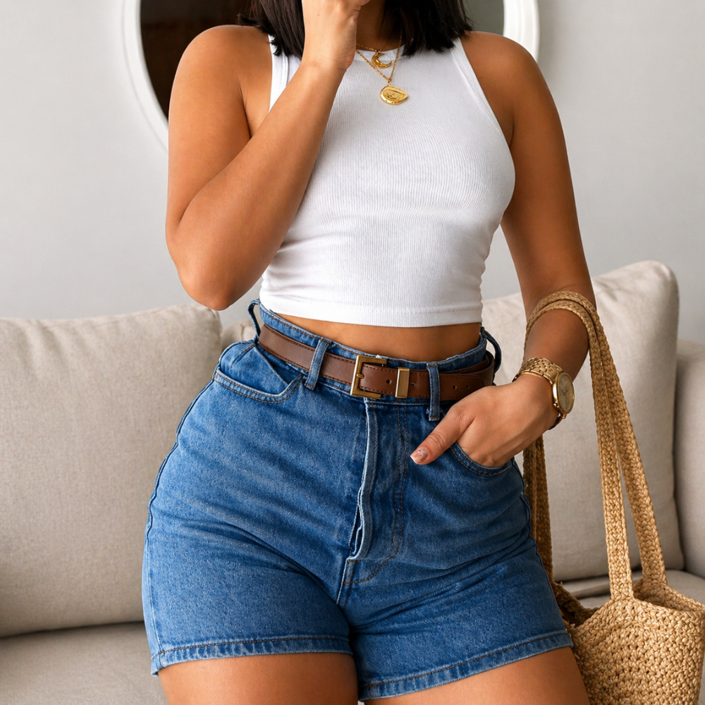 Casual And Bohemian Button Denim Shorts Summer For Women