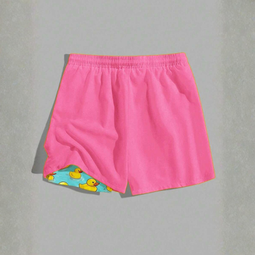 2 In 1 Cartoon Print Comfortable Beach Shorts
