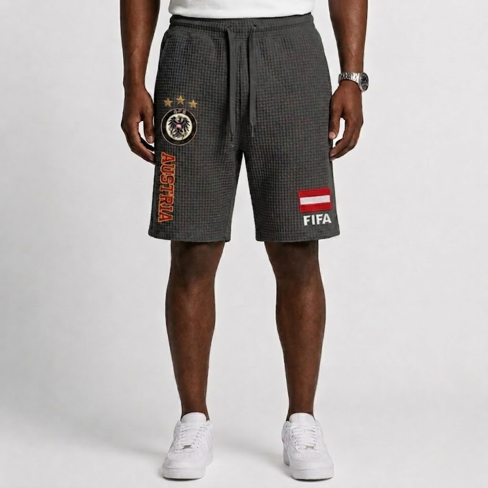 FIFA 2026 Austria Printed Waffle Football Fan Shorts