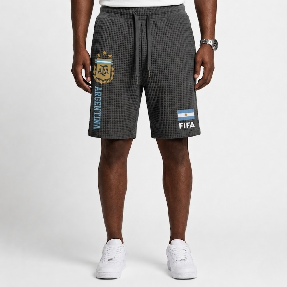 FIFA 2026 Argentina Printed Waffle Football Fan Shorts