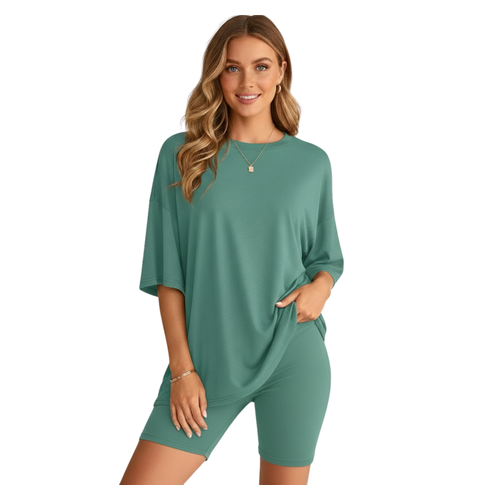 Soft Tee And Flattering Shorts 2 Piece Set For Women