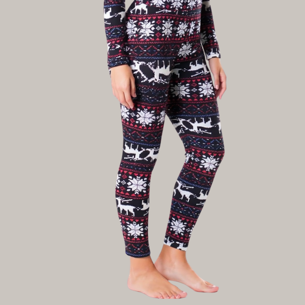 Women Printed Insulated Thermal Leggings For Skiing
