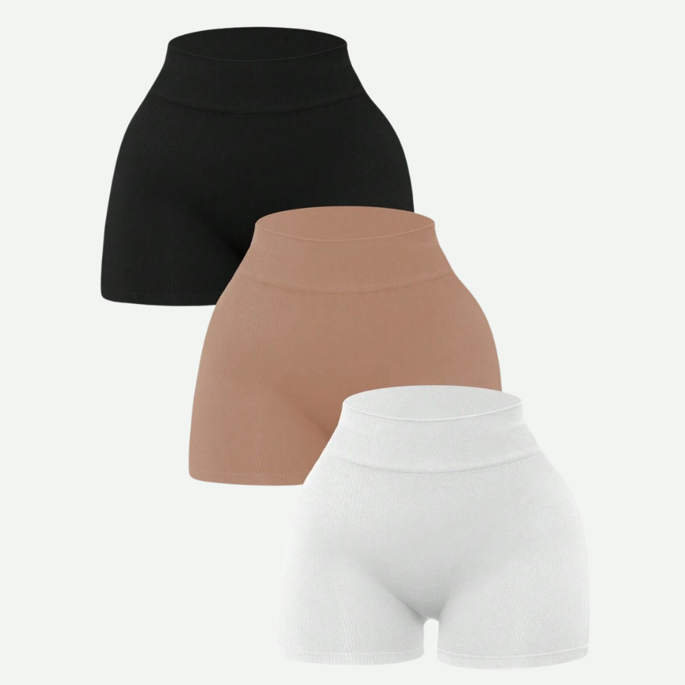Pack Of 3 Solid Color High Workout Shorts For Women