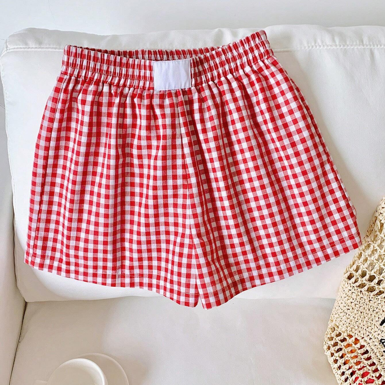 Casual Plaid Woven Summer Shorts For Women