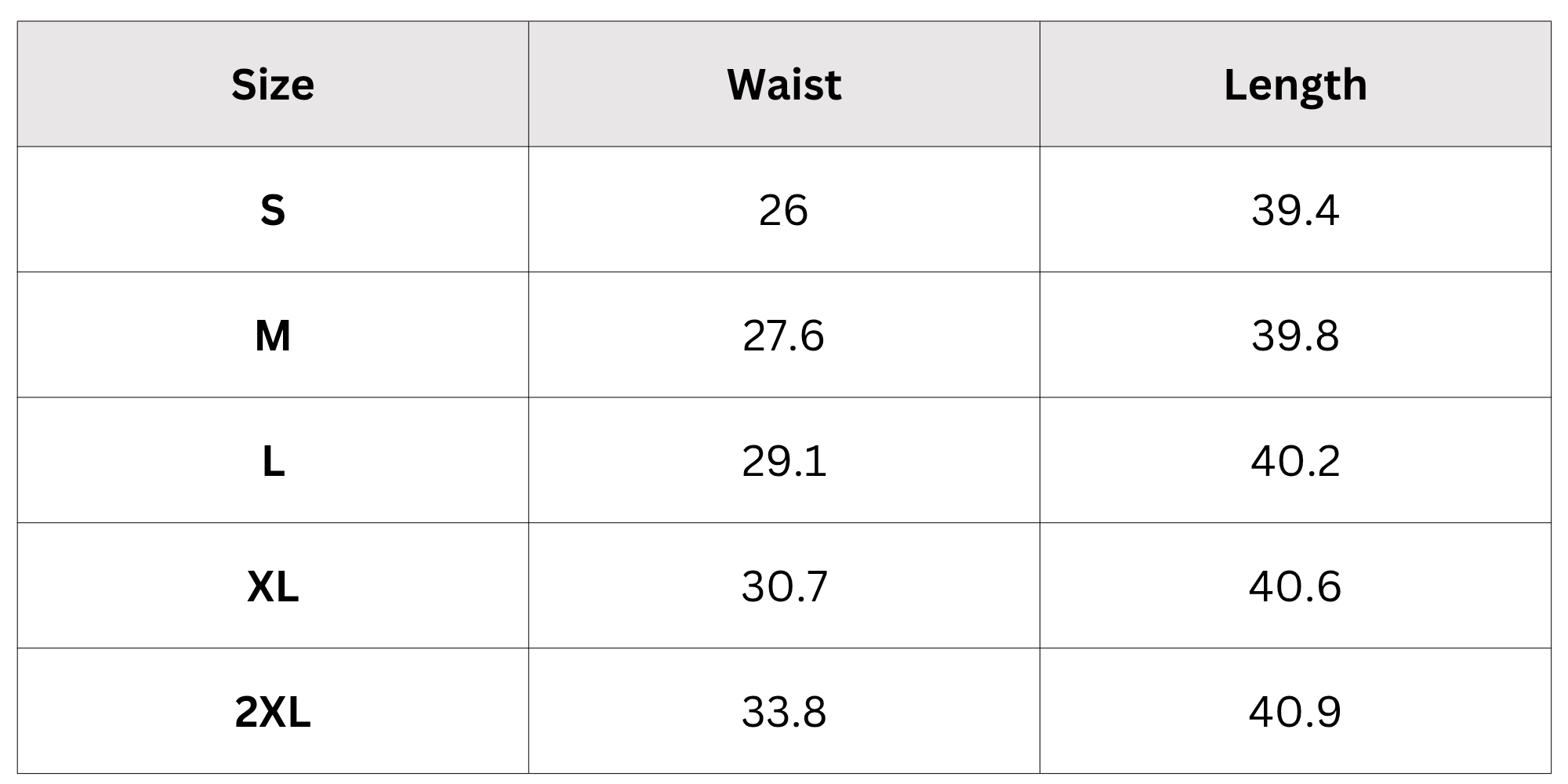 Size Chart