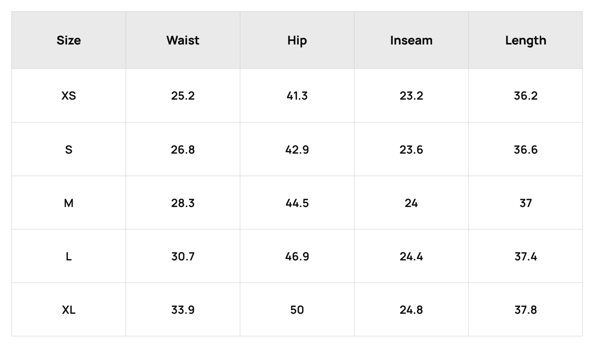 Size Chart