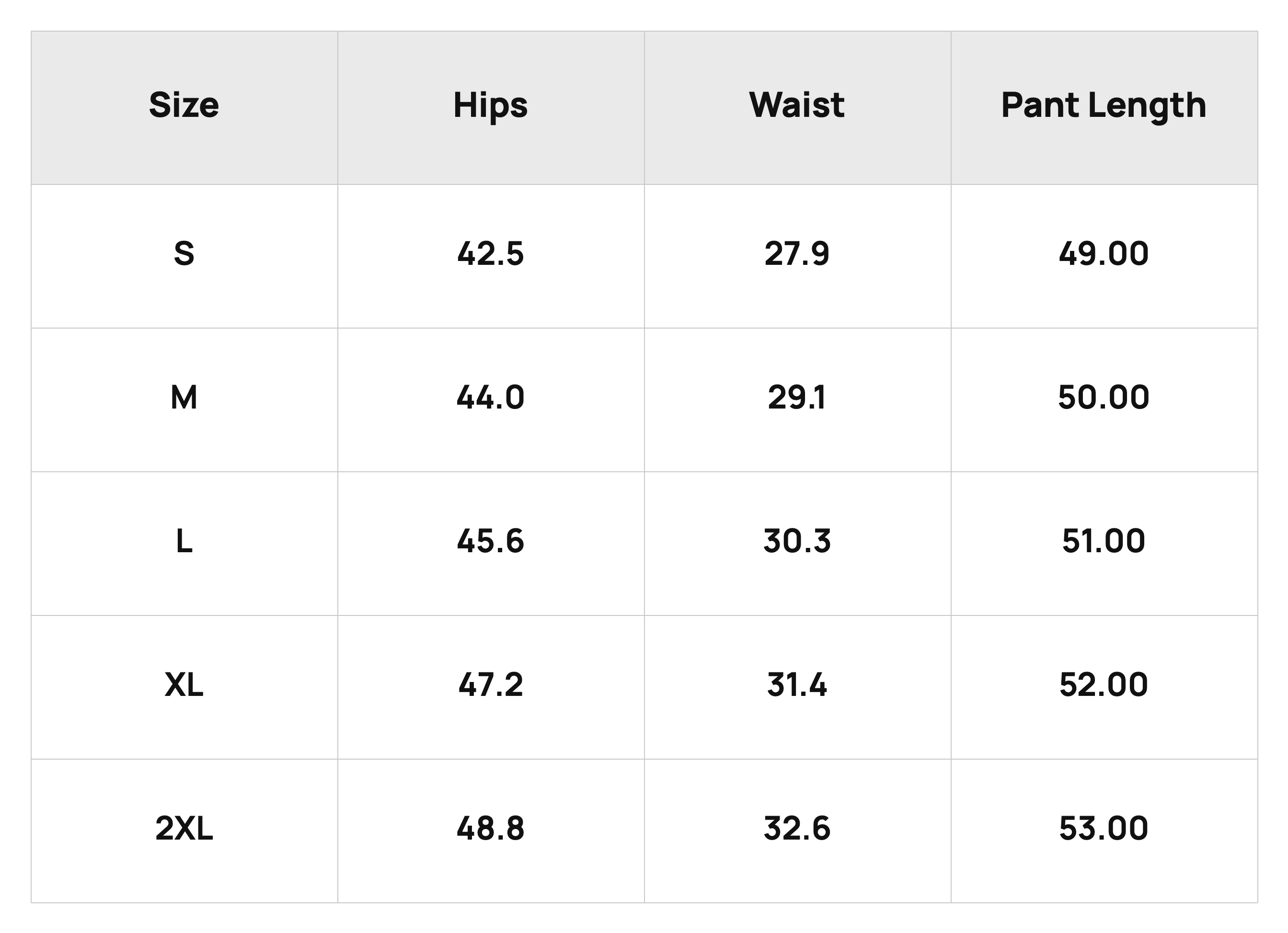 Size Chart
