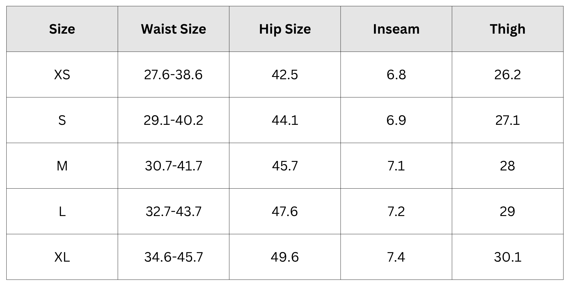 Size Chart