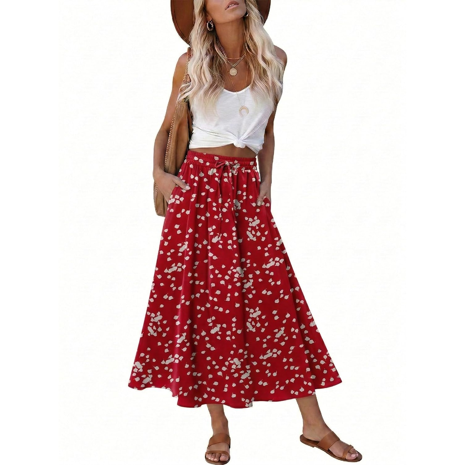 Elastic High Waist A Line Swing Skirt For Women
