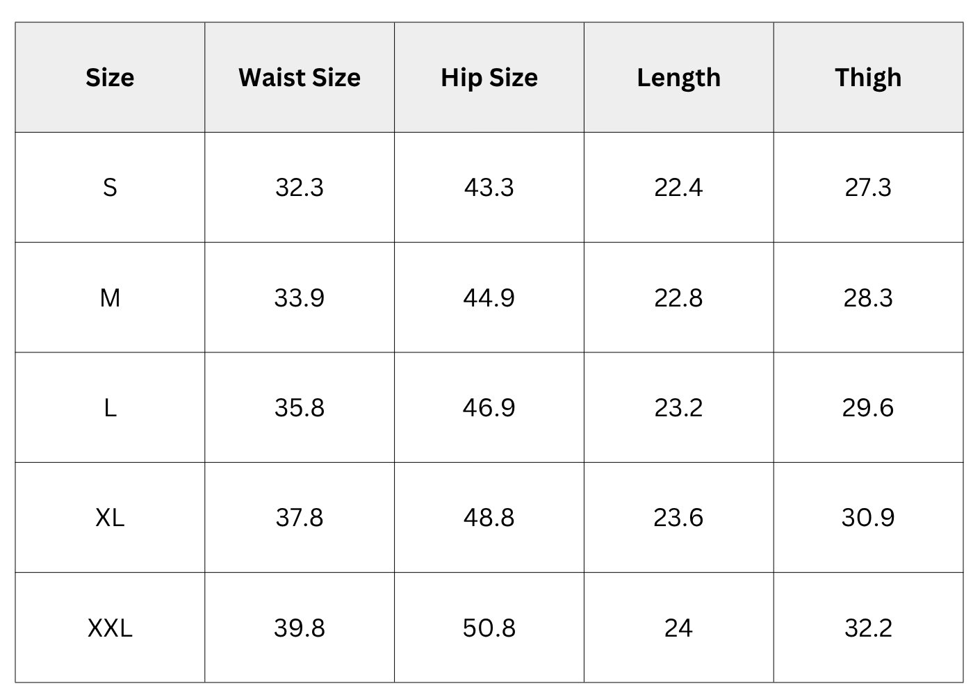 Size Chart