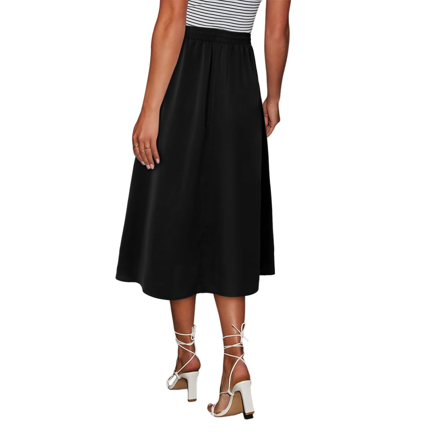 Elastic High Waist A Line Swing Skirt For Women