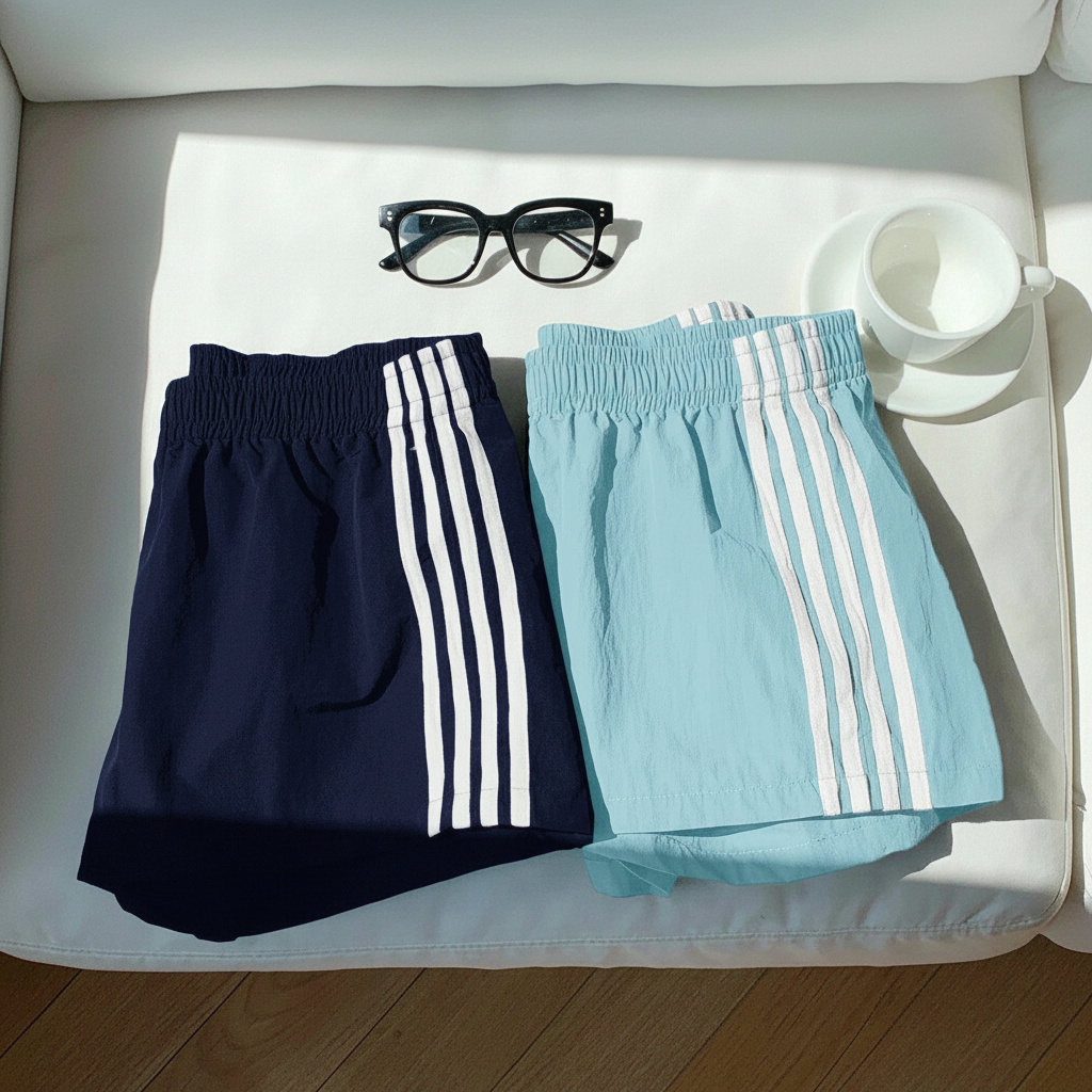 2 Pieces Summer Casual And Versatile Stripe Sports Shorts For Women