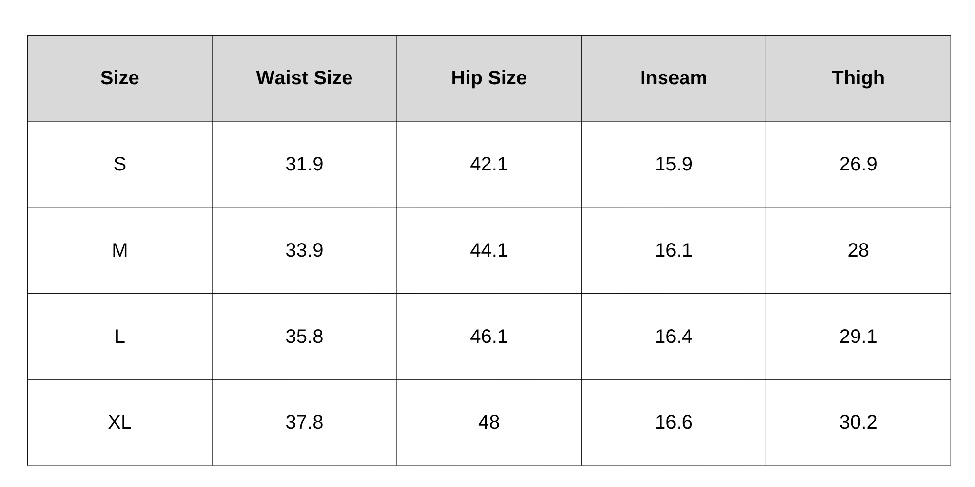 Size Chart