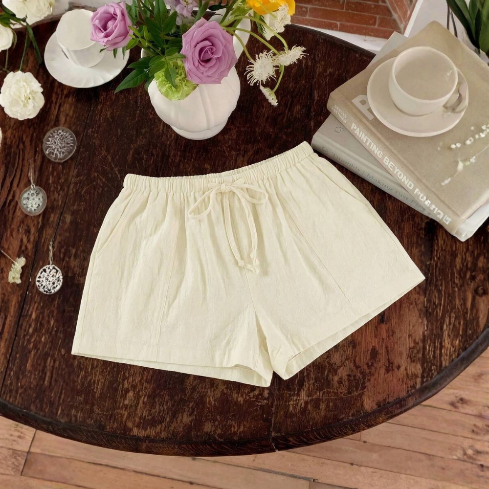 Casual And Loose Drawstring Solid Color Shorts Everyday For Women