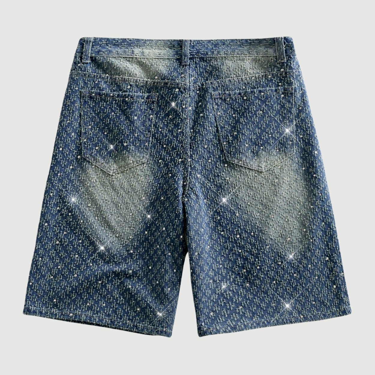 Sparkling Diamond Star Patch Casual Denim Shorts