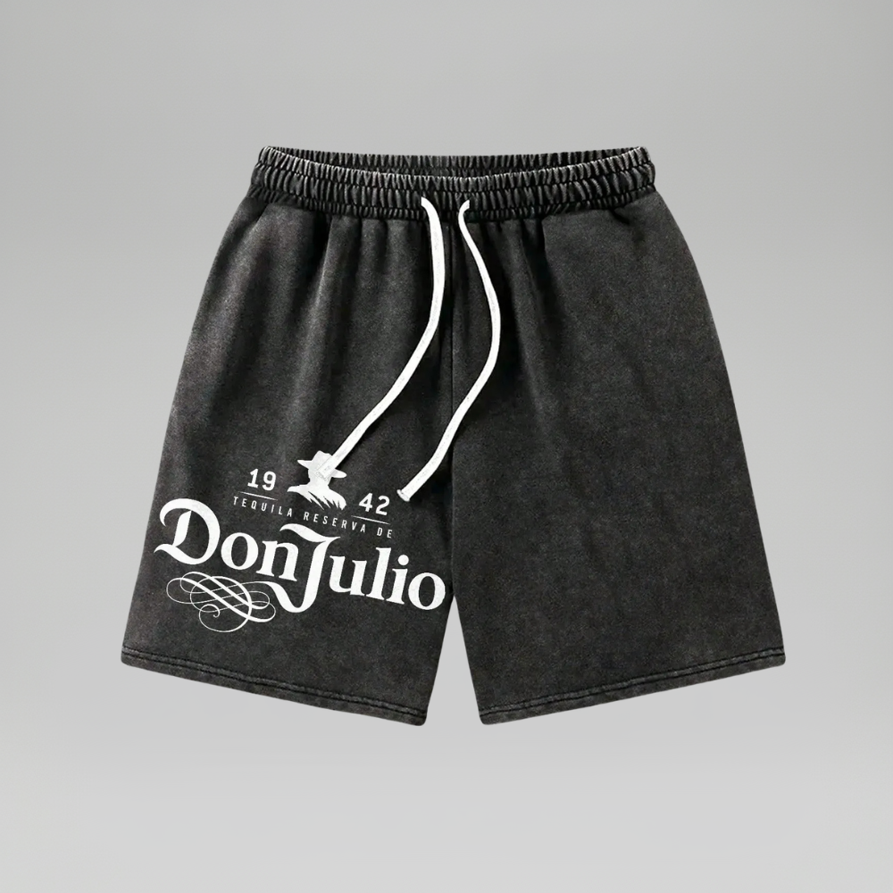 Men’s Gradient Washed Graphic Print Cotton Shorts