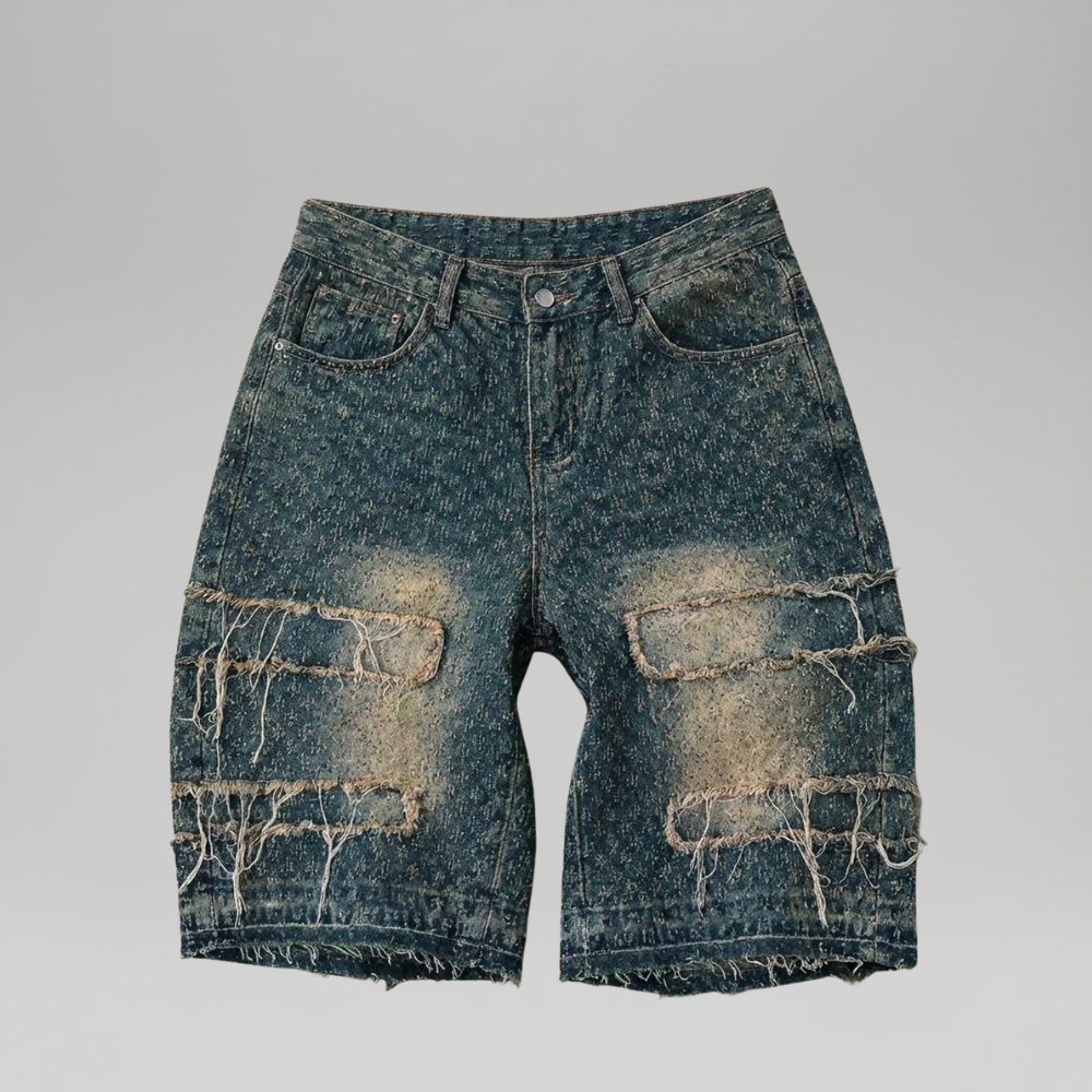 Men’s Faded Light Wash Loose Fit Denim Shorts
