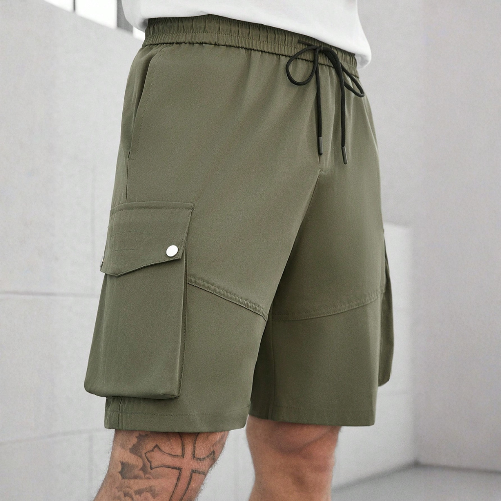 Solid Color Casual Loose Drawstring Shorts