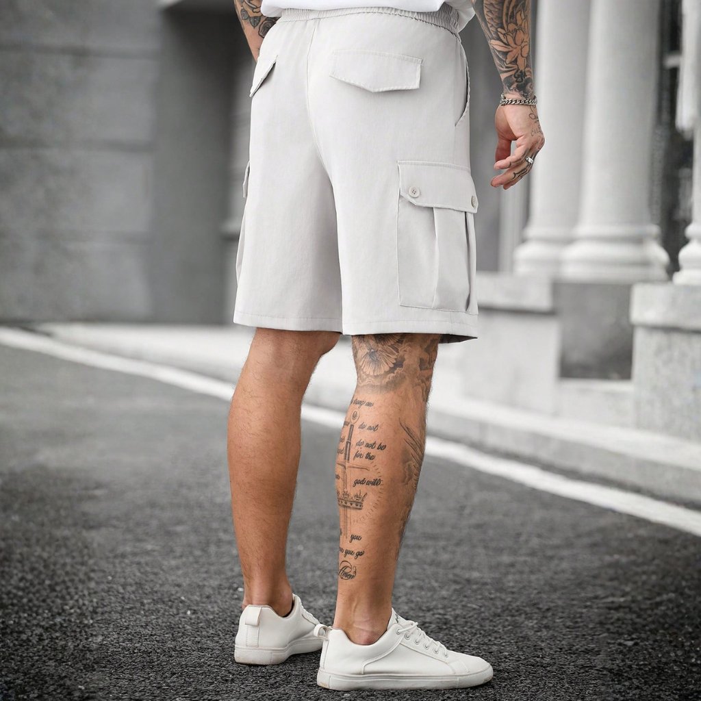 Solid Color Casual Loose Drawstring Shorts