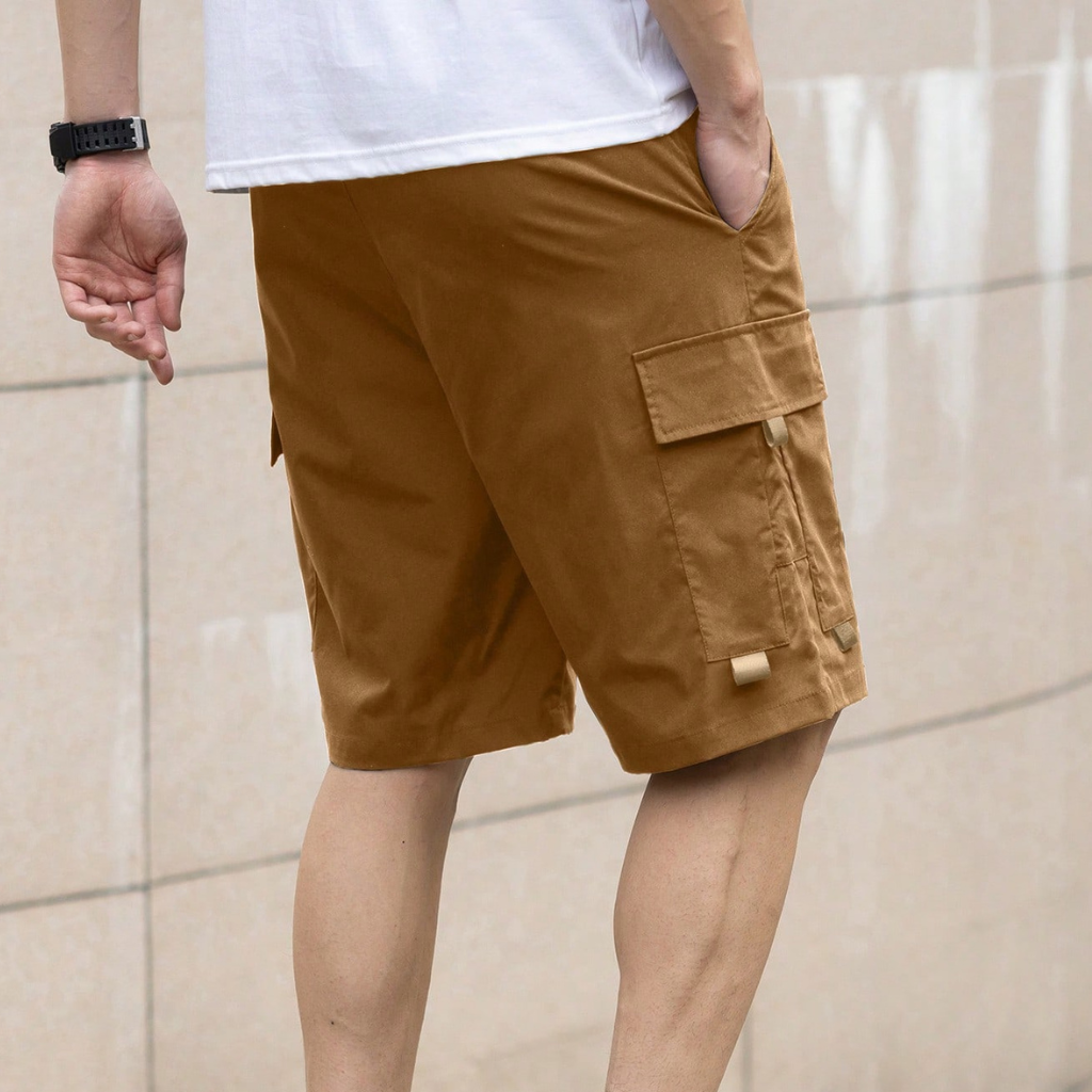 Solid Color Casual Loose Drawstring Shorts