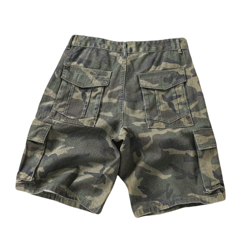 Casual And Camouflage Print Denim Cargo Shorts