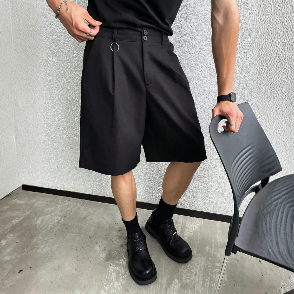 Men’s Striped Pleated Loose Fit Casual Shorts