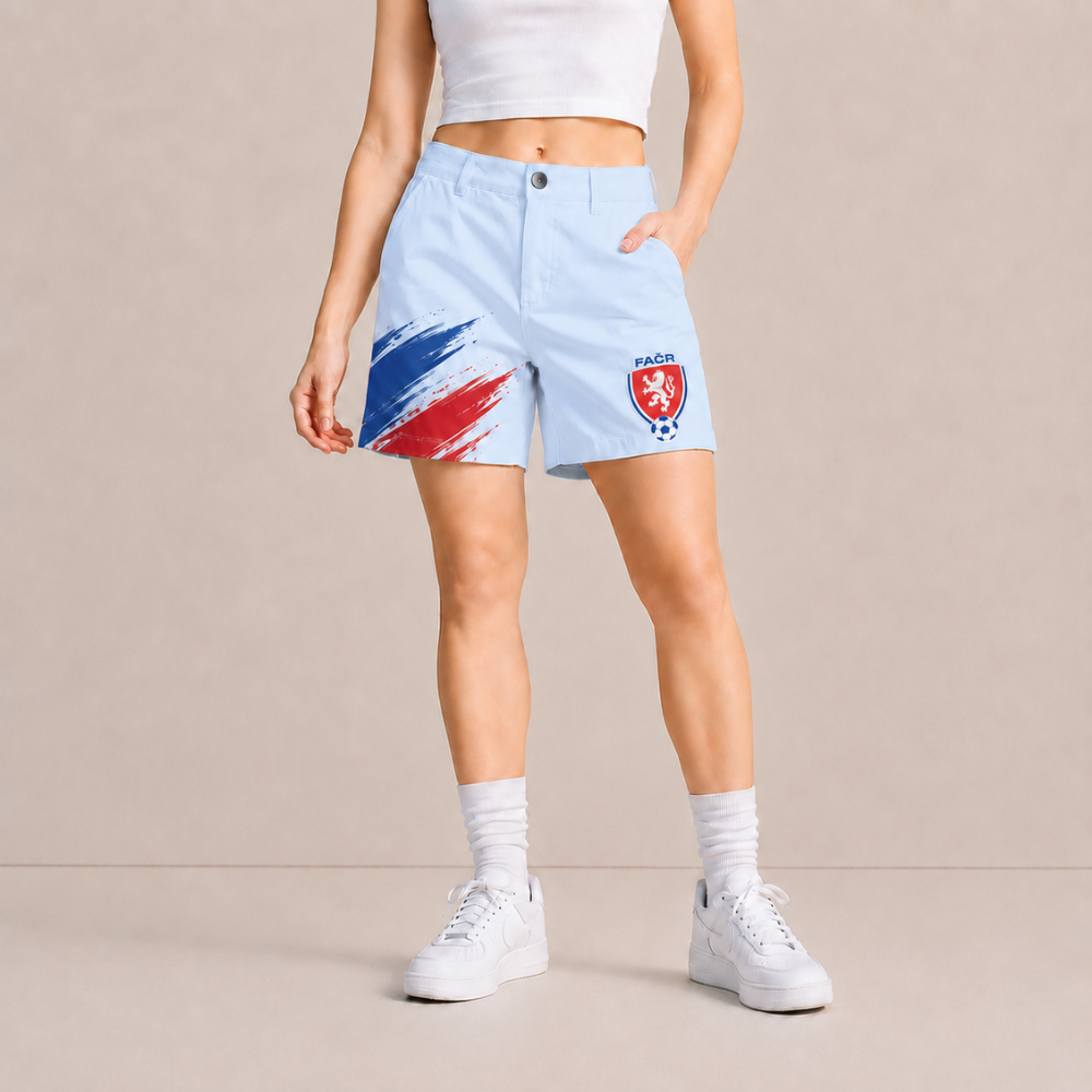World Cup 2026 Czech Republic Football Fan Printed Twill Shorts