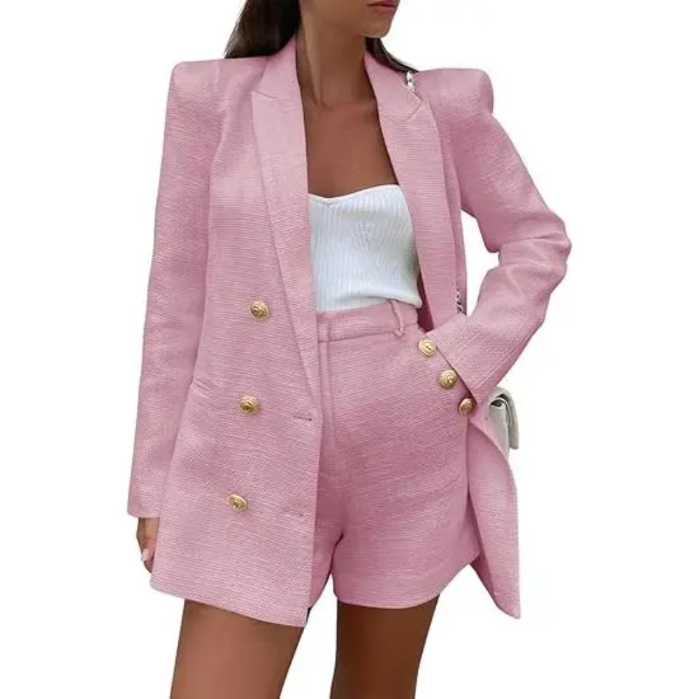Tweed Blazer Shorts Suit Set