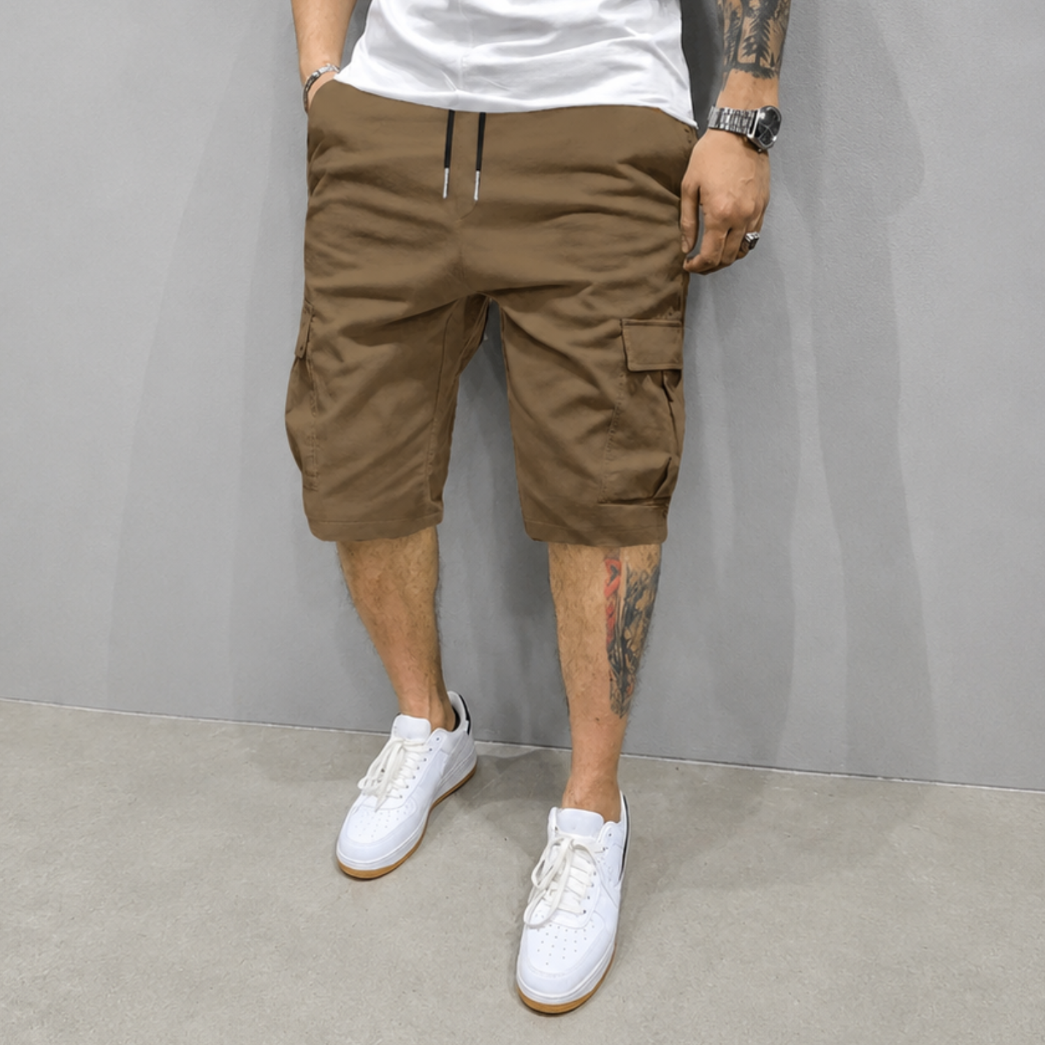 Casual Cargo Lightweight Shorts With Drawstring For Men