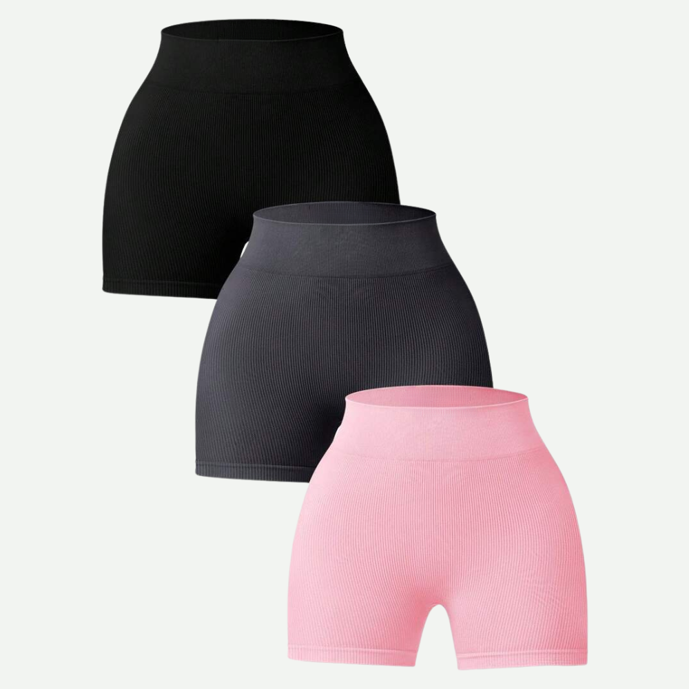 Pack Of 3 Solid Color High Workout Shorts For Women