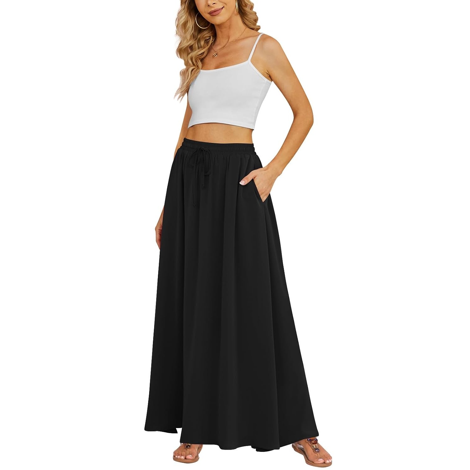 Casual Long Pleated Flowing Skirt For Women