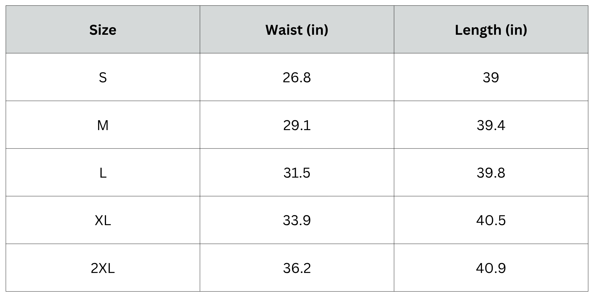 Size Chart