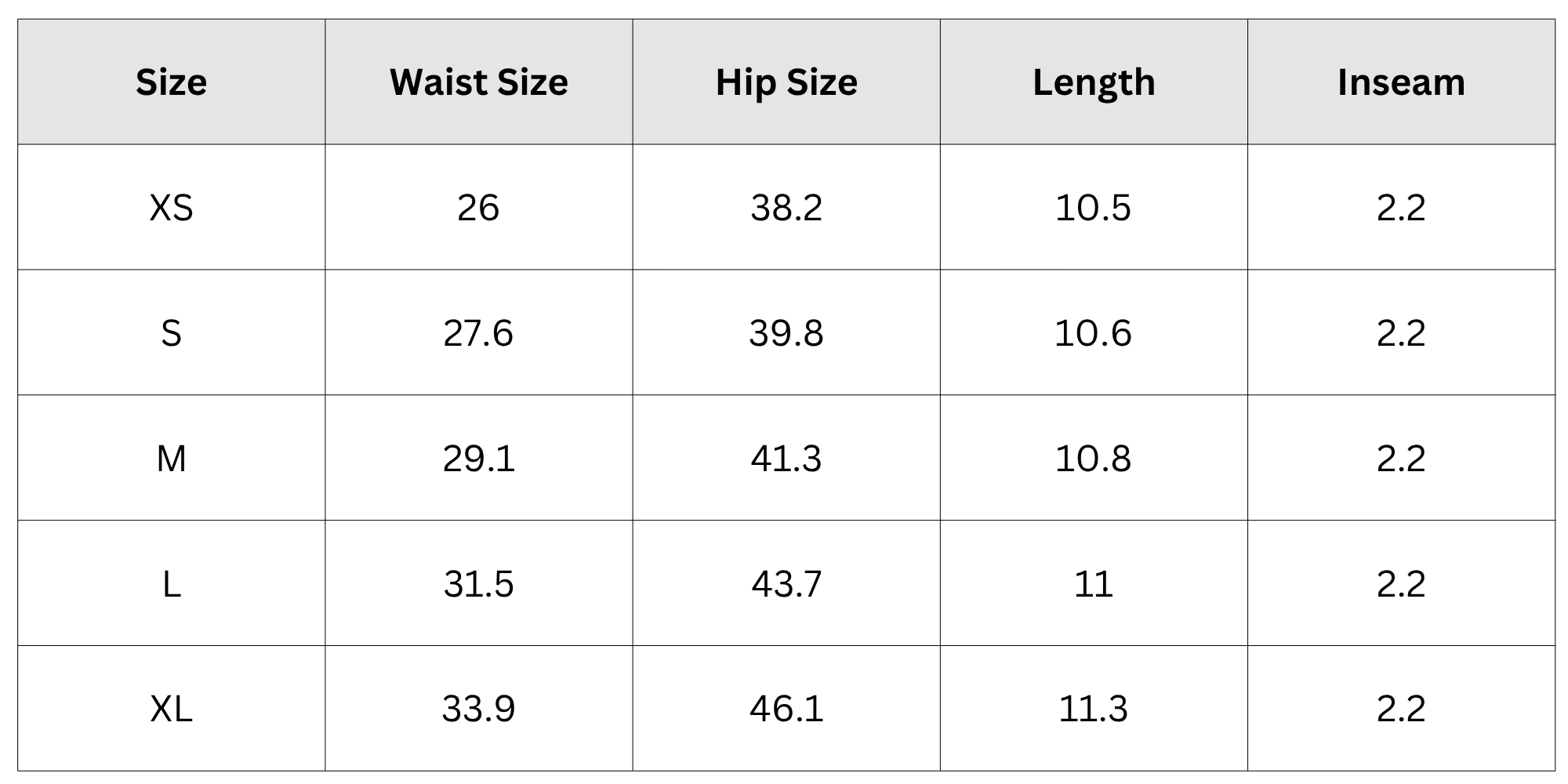 Size Chart