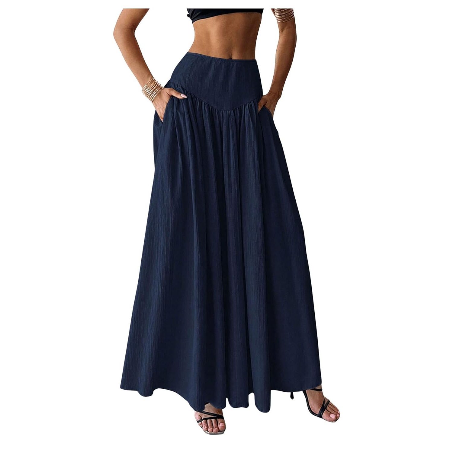 Casual Pleated Maxi Skirt For Women