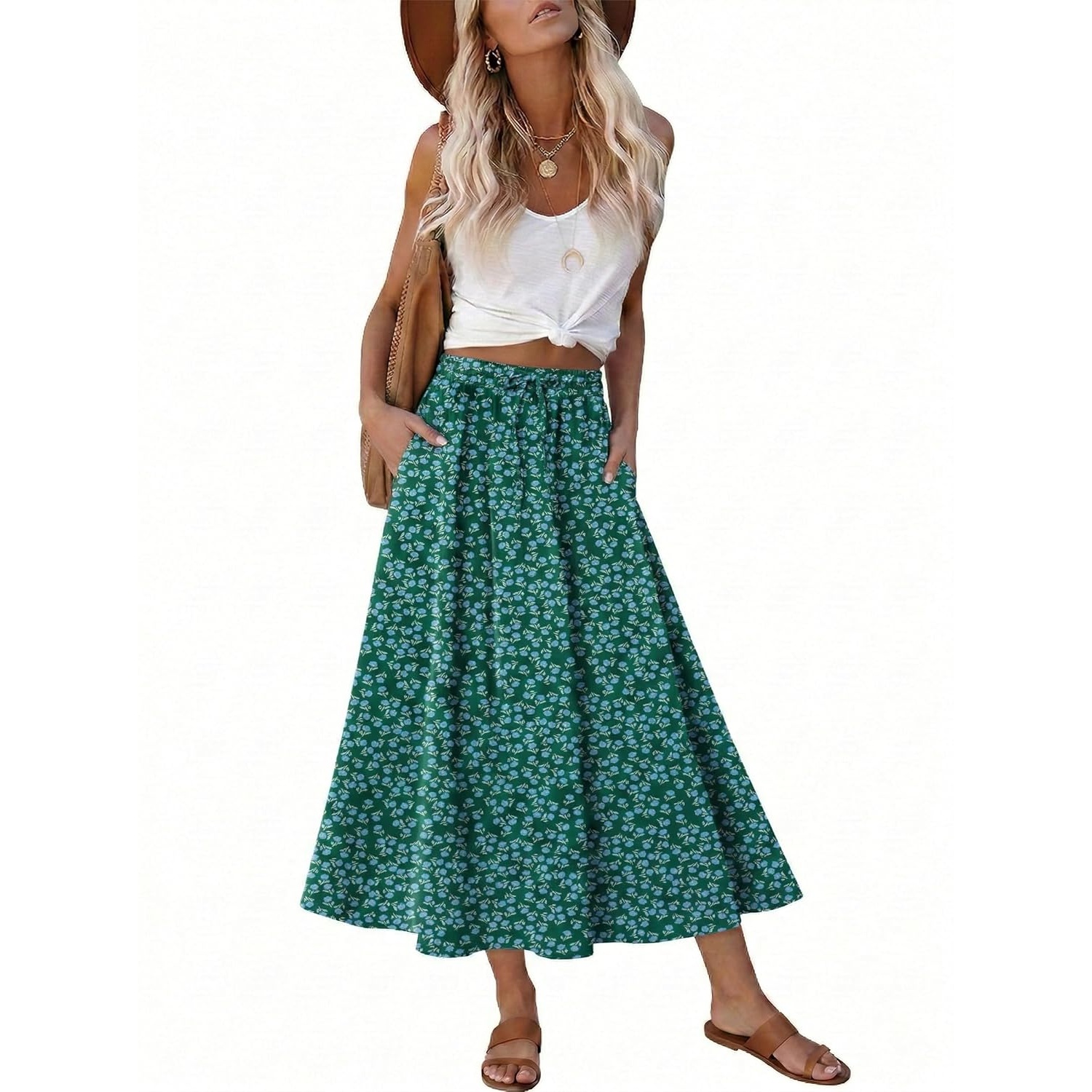 Elastic High Waist A Line Swing Skirt For Women