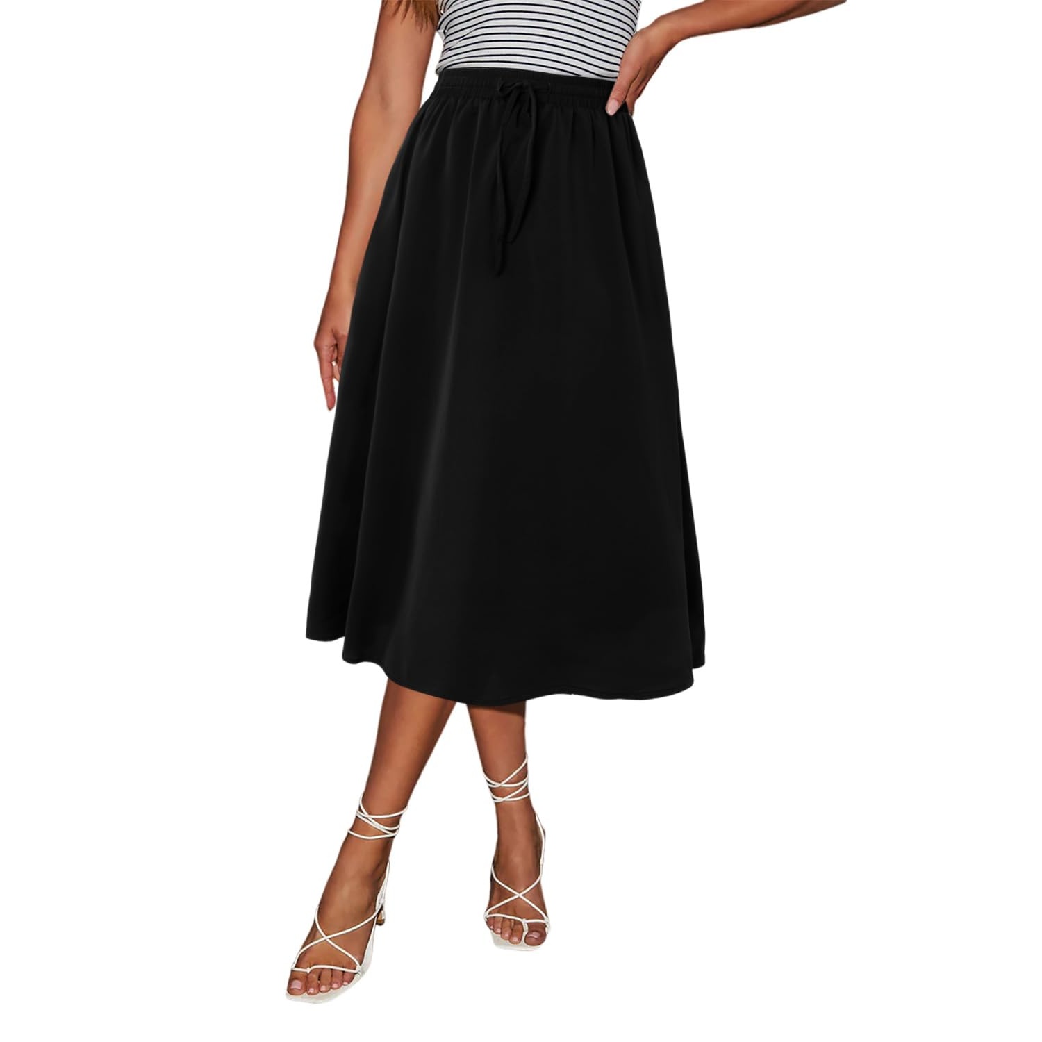 Elastic High Waist A Line Swing Skirt For Women