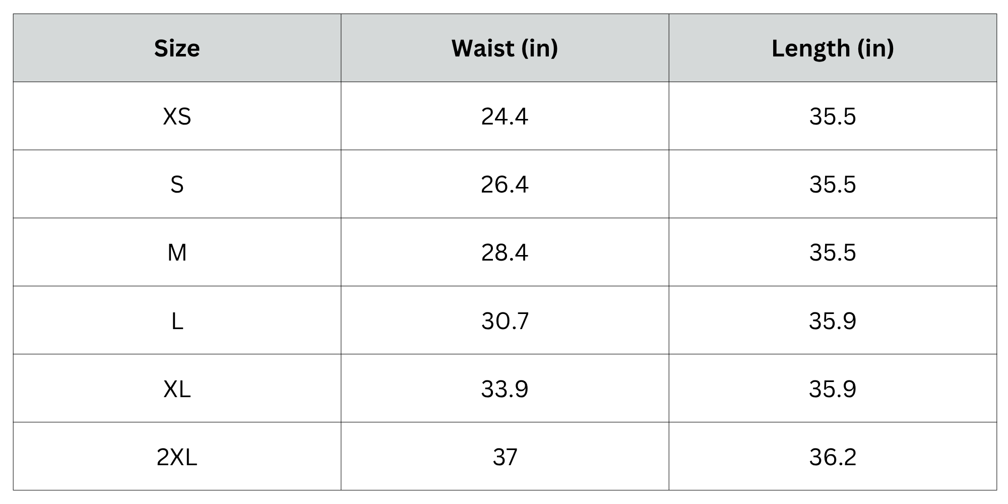 Size Chart