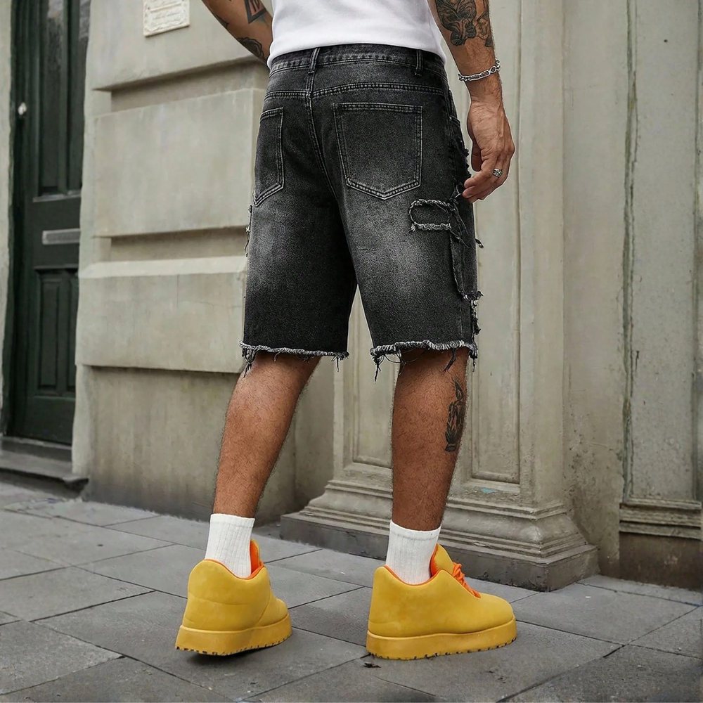 Men’s Rhinestone Decor Denim Shorts Casual Summer