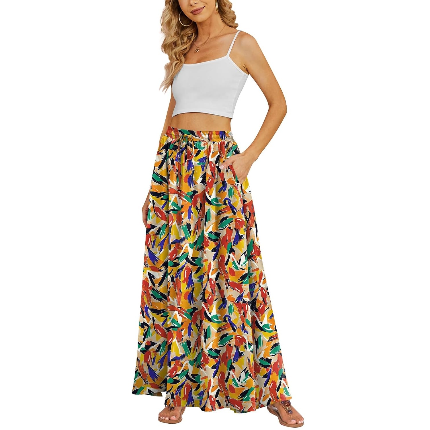 Casual Long Pleated Flowing Skirt For Women